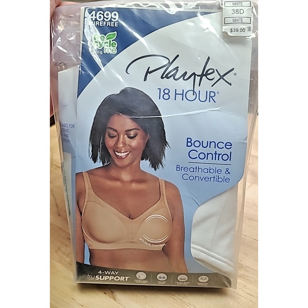 Playtex 18 Hr Bounce Control Bra  ‎ (4699 Wirefree)  38D White